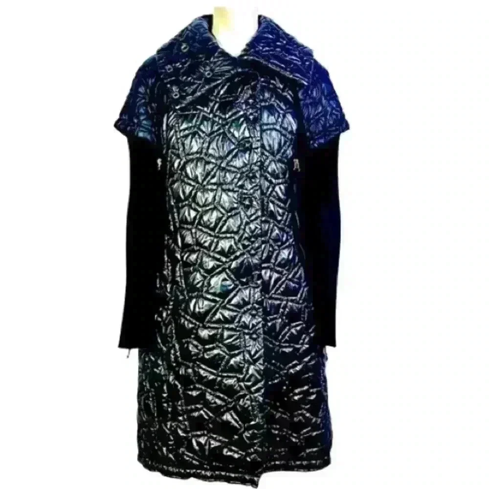 LAFLAMME FOURRURE GLOSSY QUILTED TRENCH GORGEOUS COAT SLEEVES SIZE M - Picture 1 of 16
